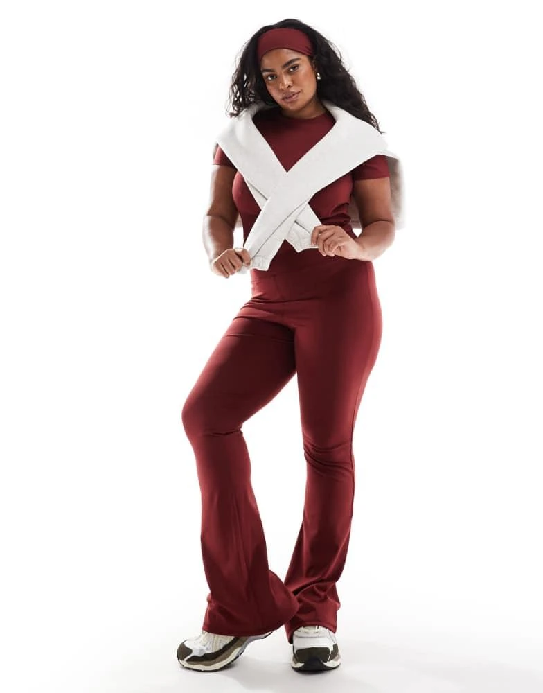 ASOS 4505 Curve Icon soft touch slim kick flare legging in burgundy 1