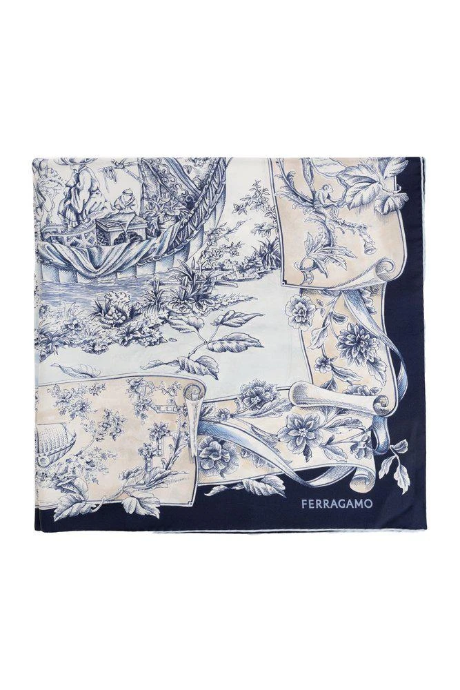 Salvatore Ferragamo Ferragamo Floral Motif Satin Scarf