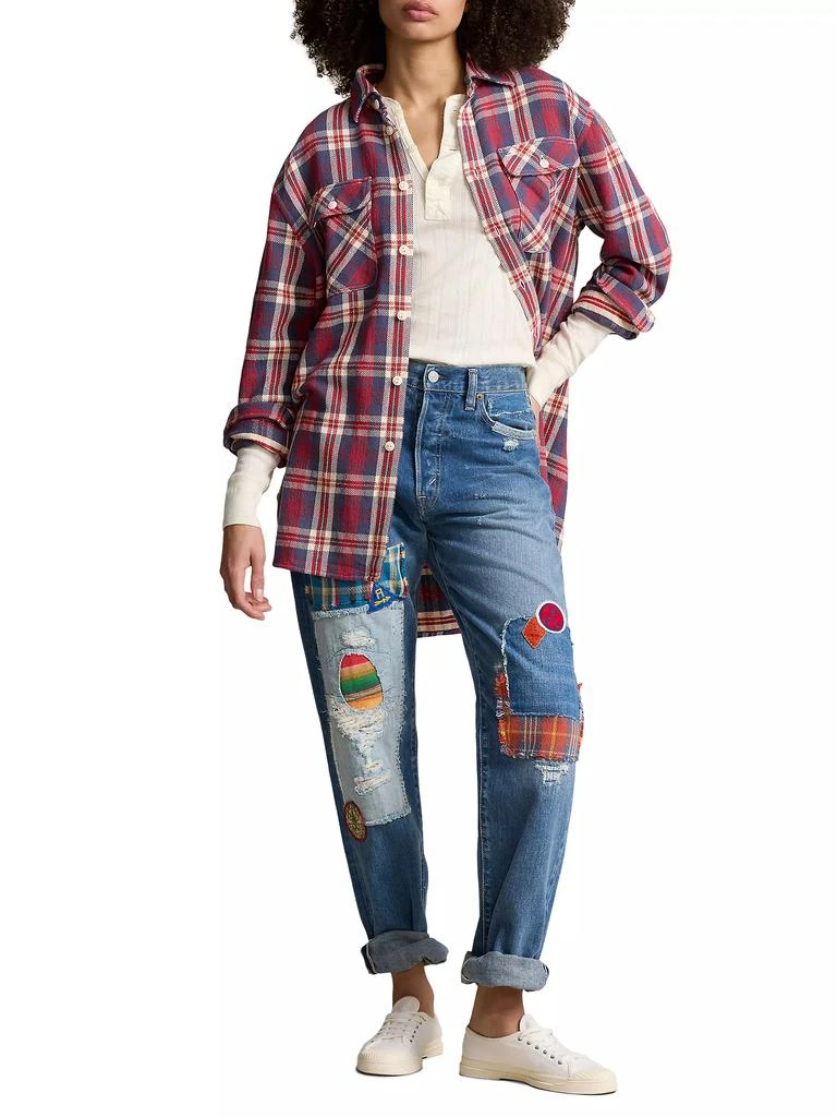 Ralph Lauren Embroidered Distressed Wide-Leg Jeans 2