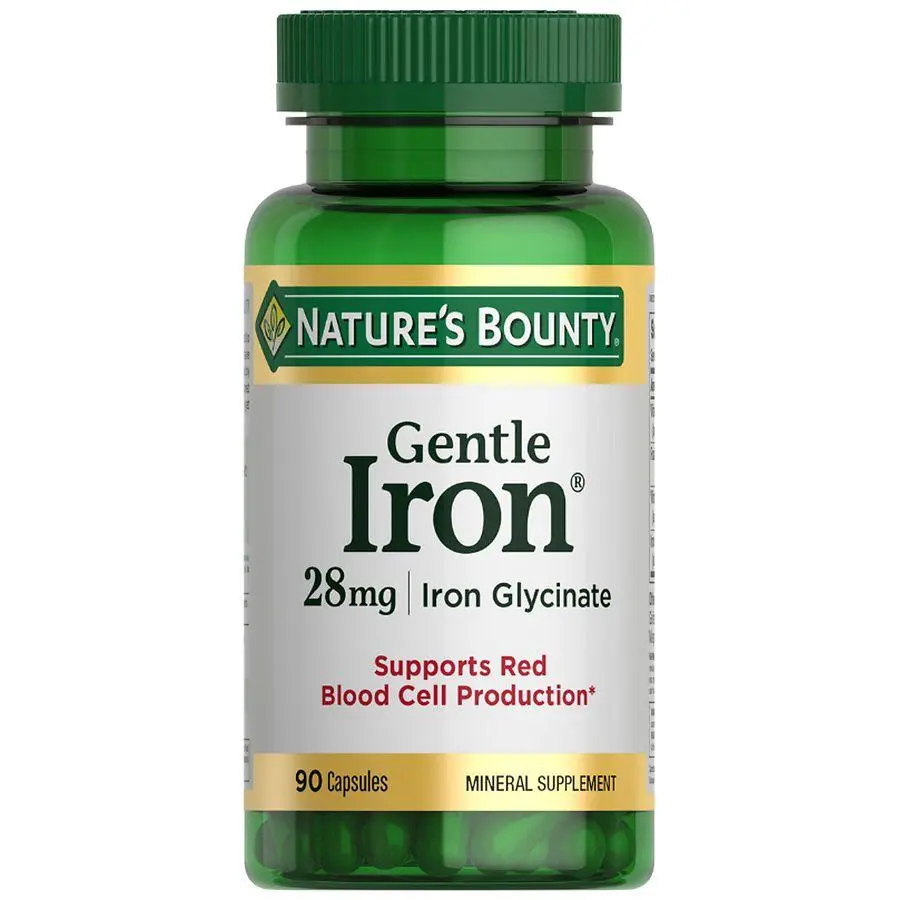 Nature's Bounty Gentle Iron Glycinate 28 mg Capsules, Supports Red Blood Cells
