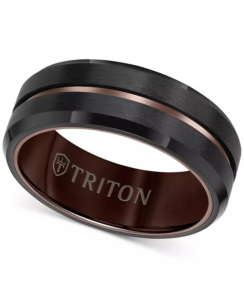 Triton Men's Brush Finished Center Line Band in Black Tungsten Carbide 1