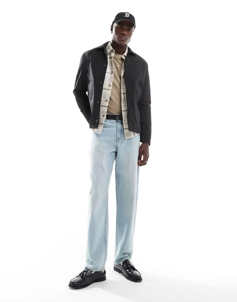 Farah Farah telex wadded overshirt jacket in black 4