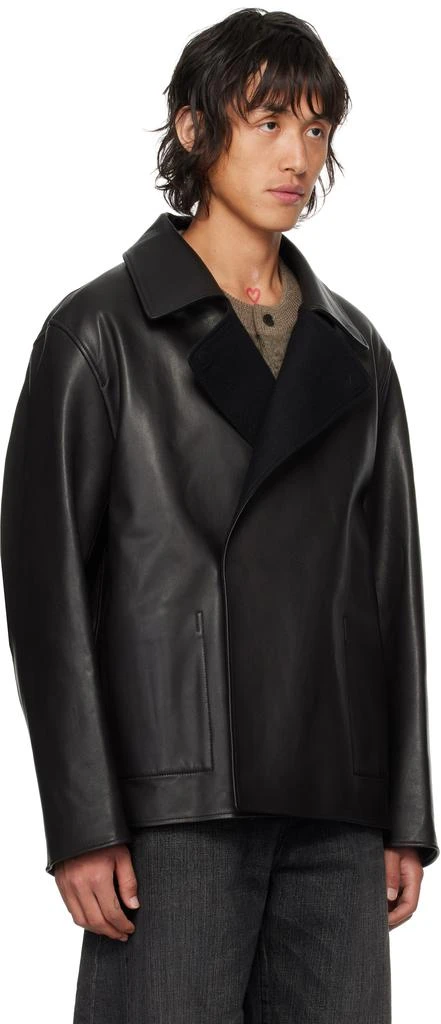 stein Black Short Bonded Reversible Leather Jacket 2
