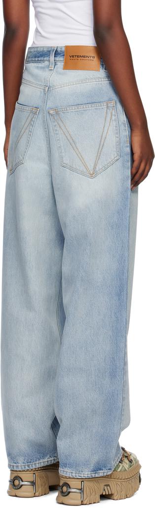 Vetements Blue Embroidered Logo Baggy Jeans - Pants - Compare