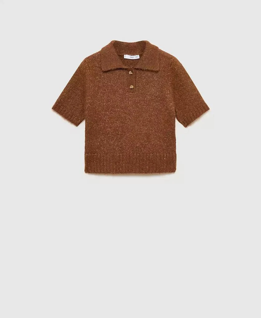 Mango Women's Ribbed Details Knitted Polo Shirt 1