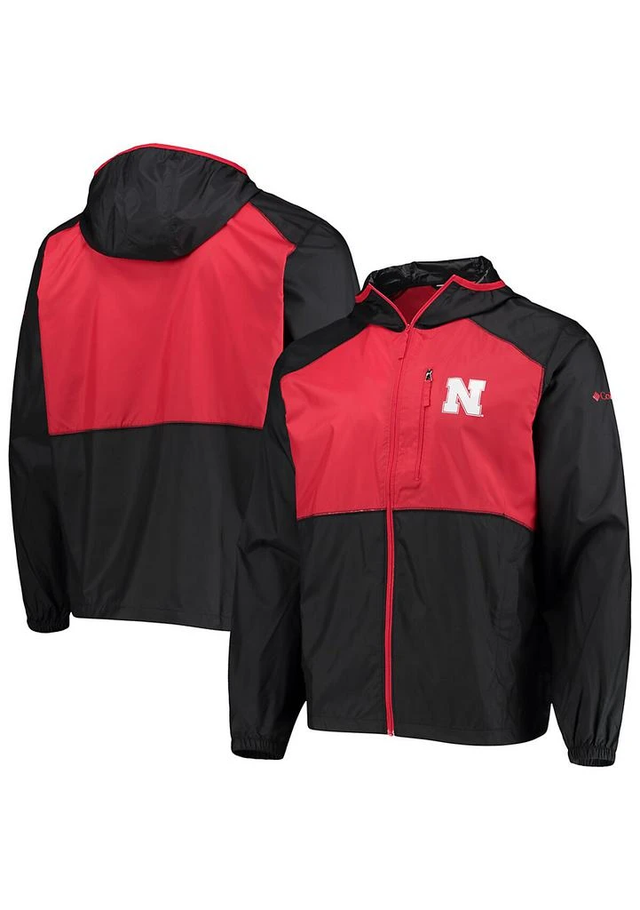 Columbia NCAA Black/Scarlet Nebraska Huskers Flash Forward Hoodie Full-Zip Lightweight Windbreaker