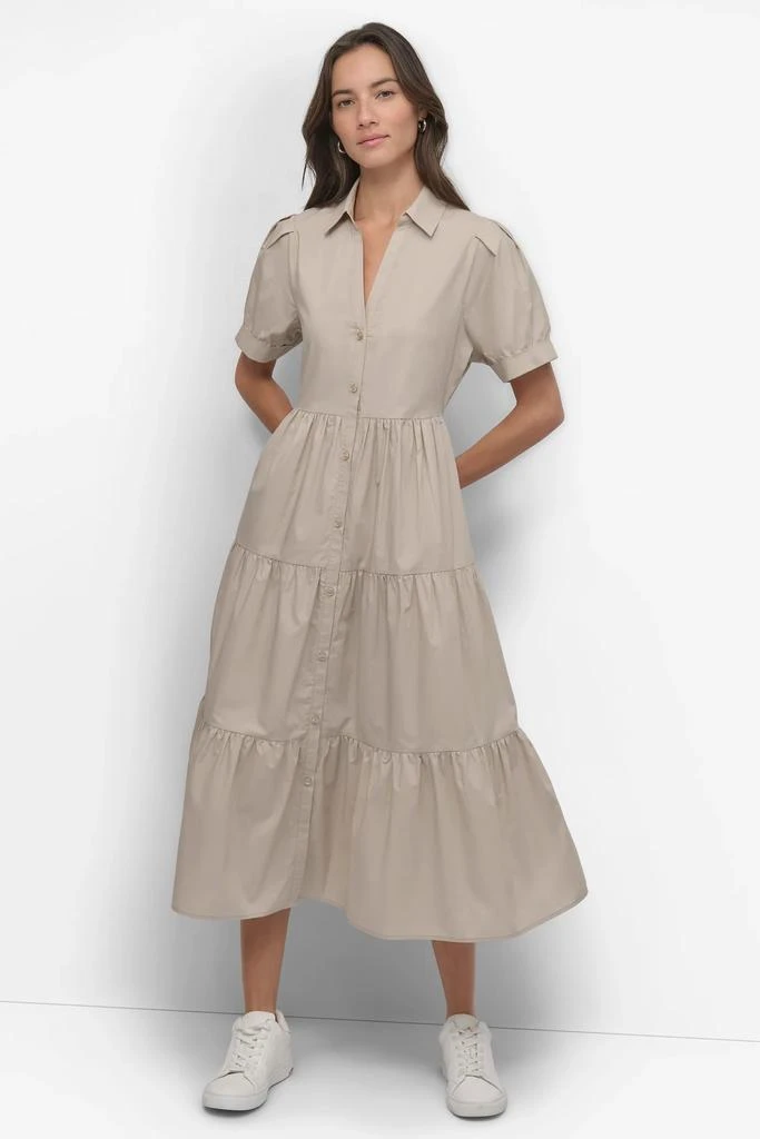 DKNY TIERED MIDI SHIRT DRESS 1