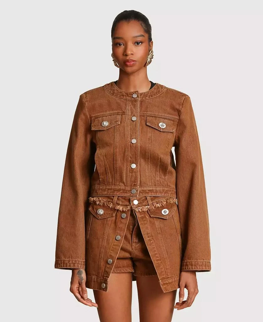 Avec Les Filles Women
s Crop Trucker Crew Neck Jacket 6