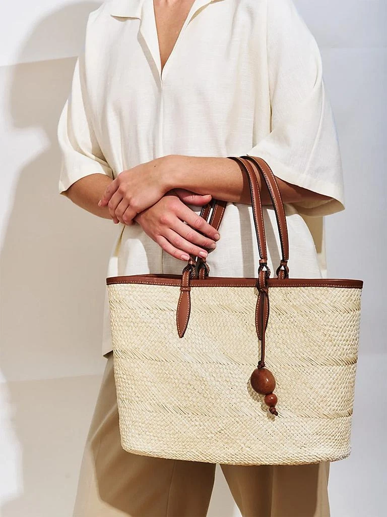 Hunting Season Leather-Trimmed Woven Tote Bag 3