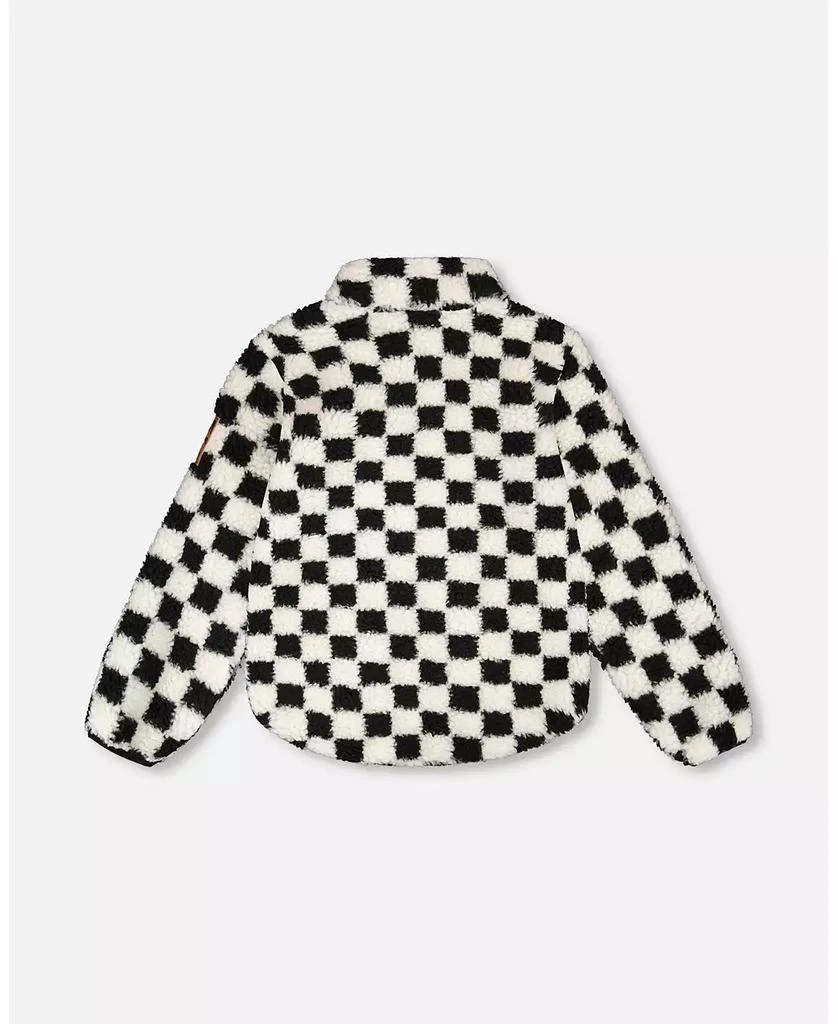 Deux par Deux Unisex Sherpa Jacket Black Checkerboard - Baby 3
