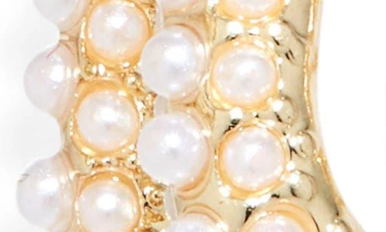 Cara Double Line Faux Pearl Hoop Earrings 2