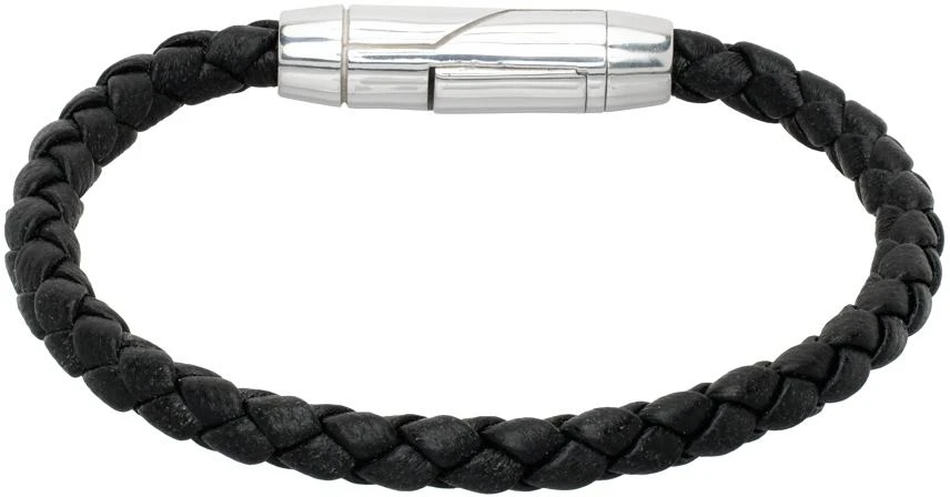 Bottega Veneta Black Braid Leather Bracelet 2