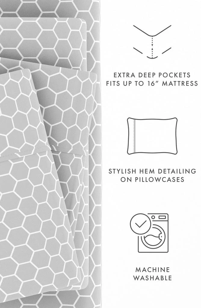 HOMESPUN HOME SPUN Premium Ultra Soft Honeycomb Pattern 4-Piece Bed Sheet Set 6