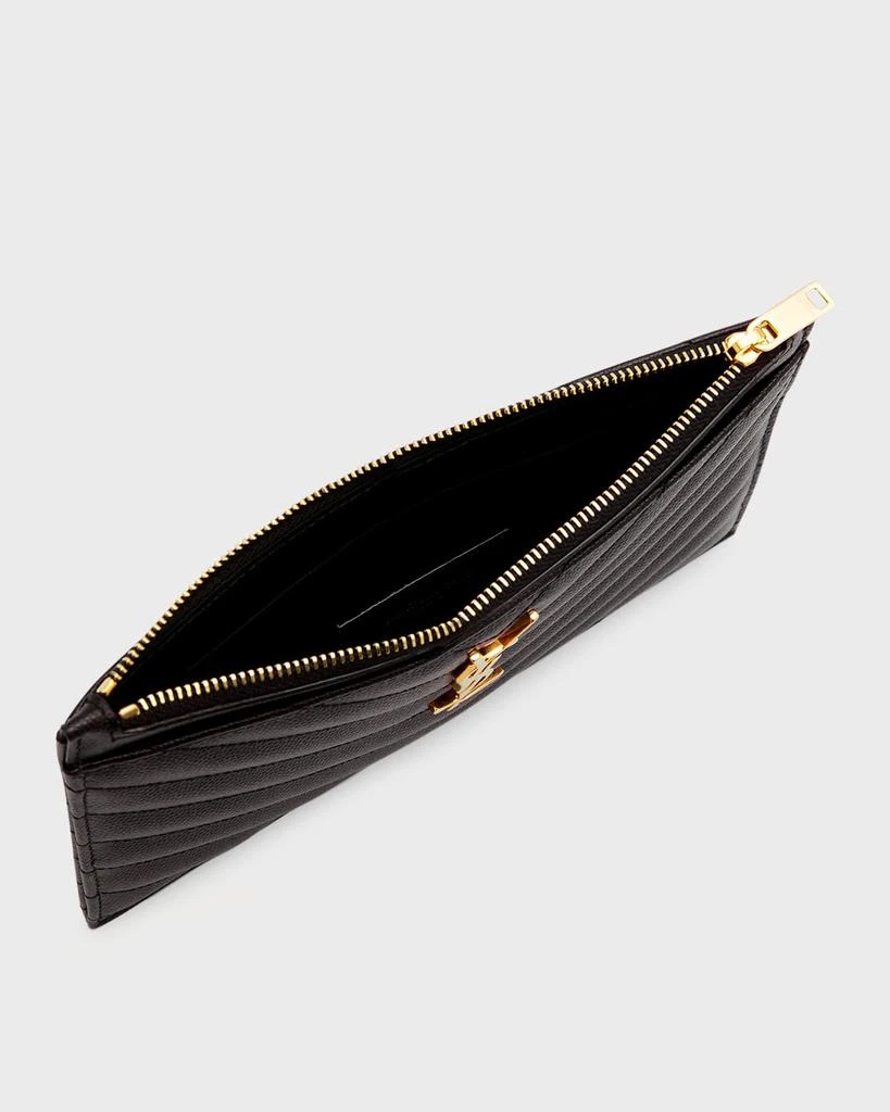 Yves Saint Laurent YSL Monogram Small Ziptop Bill Pouch in Grained Leather 3