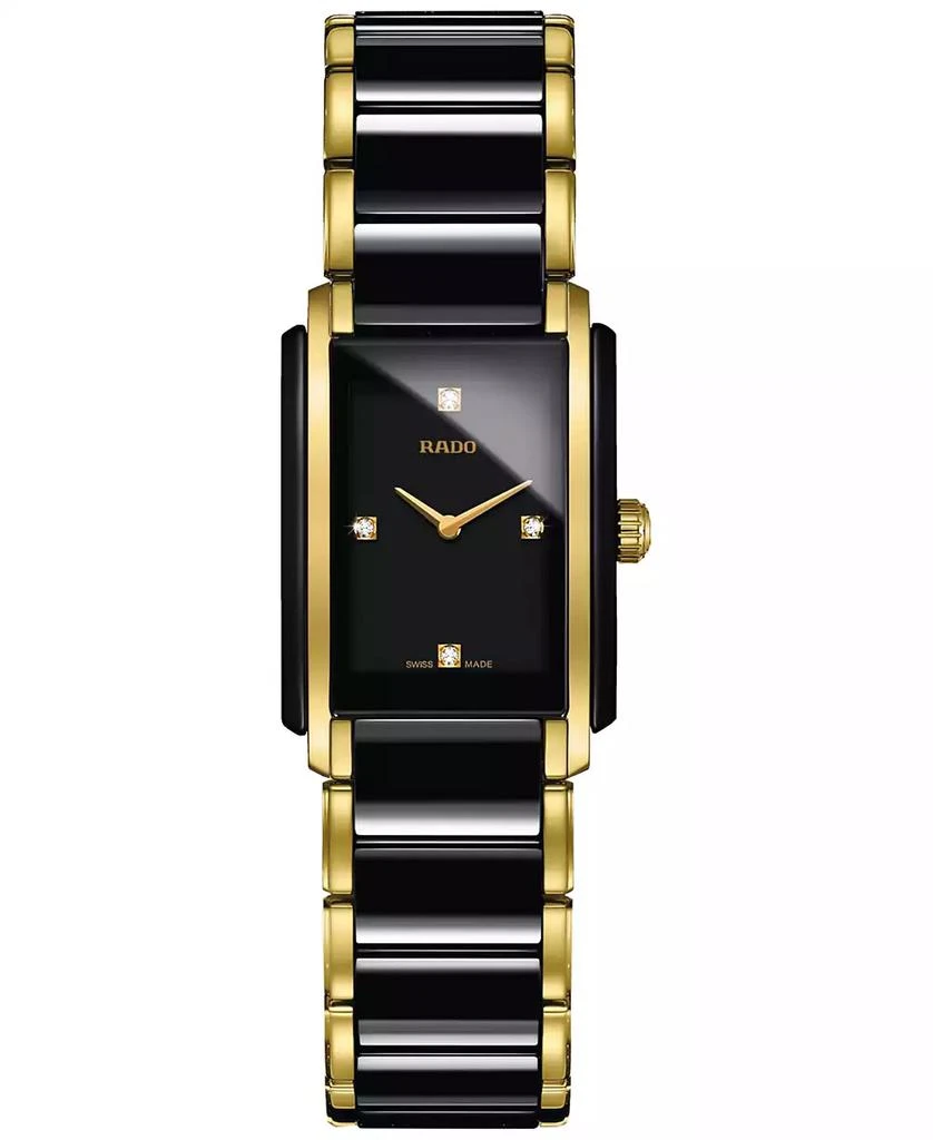 Rado Women's Swiss Integral Diamond Accent Black Ceramic & Gold-Tone Stainless Steel Bracelet Watch 23x33mm R20845712 1
