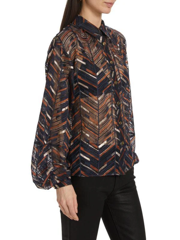Ramy Brook Roberta Chevron Chiffon Blouse 3