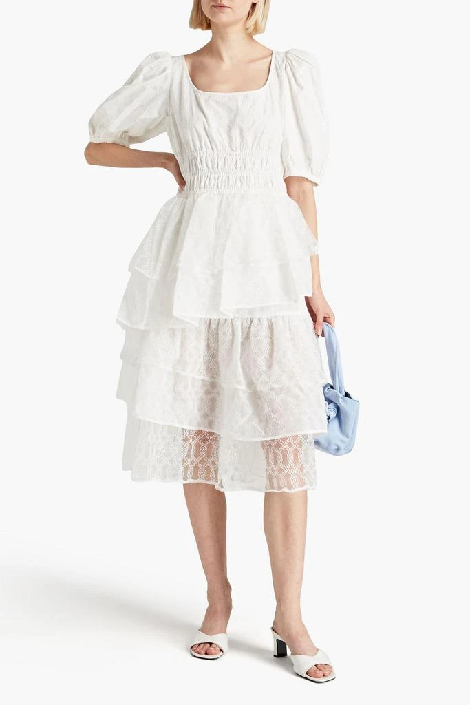 shrimps Eldoris tiered embroidered cotton-organza and lace midi dress 2
