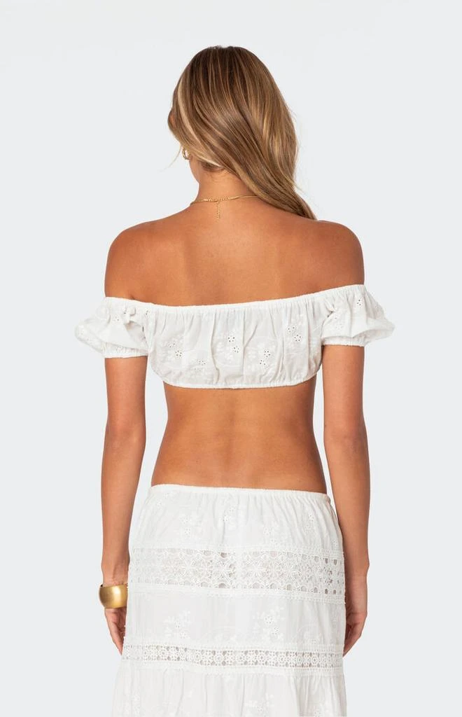 Edikted Skye Off Shoulder Eyelet Crop Top 5
