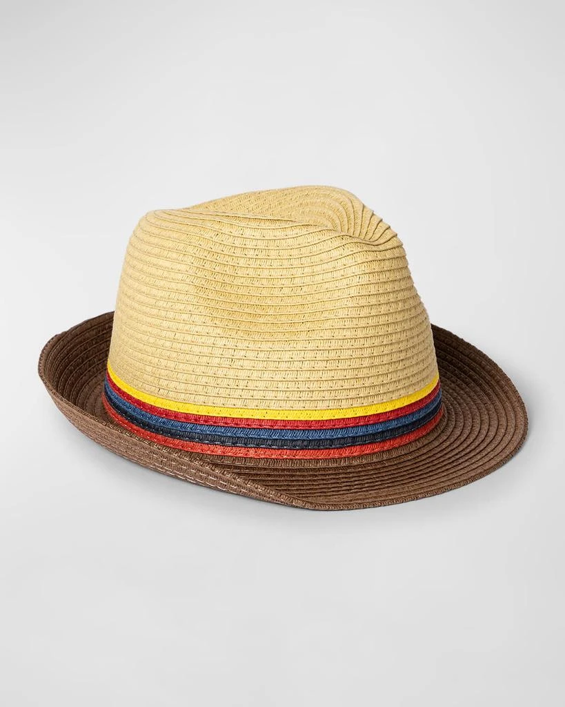 Paul Smith Men's Bright Stripe Straw Fedora Hat 1
