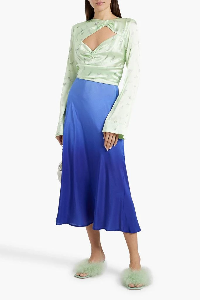 Rixo Kelly dégradé silk crepe de chine midi skirt 2