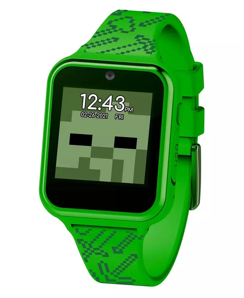 Accutime Minecraft Kid's Touch Screen Green Silicone Strap Smart Watch, 46mm x 41mm 1