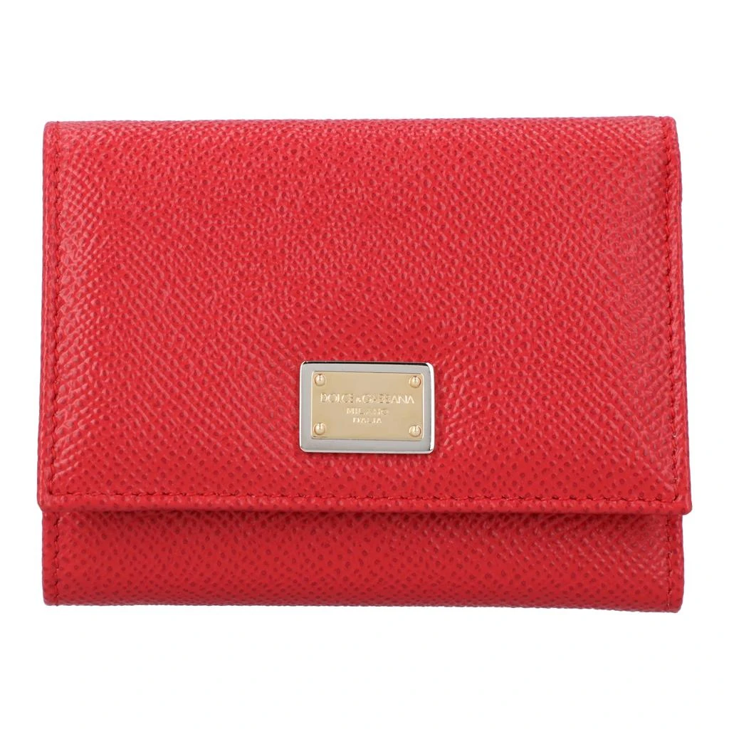 dolce & gabbana Dolce & Gabbana Small Dauphine calfskin continental wallet with plate detail in red 1