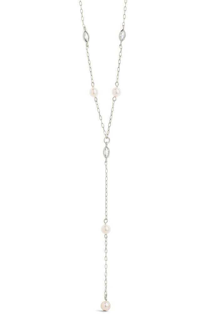 Sterling Forever Tyra Imitation Pearl 
Cubic Zirconia Station Y-Necklace