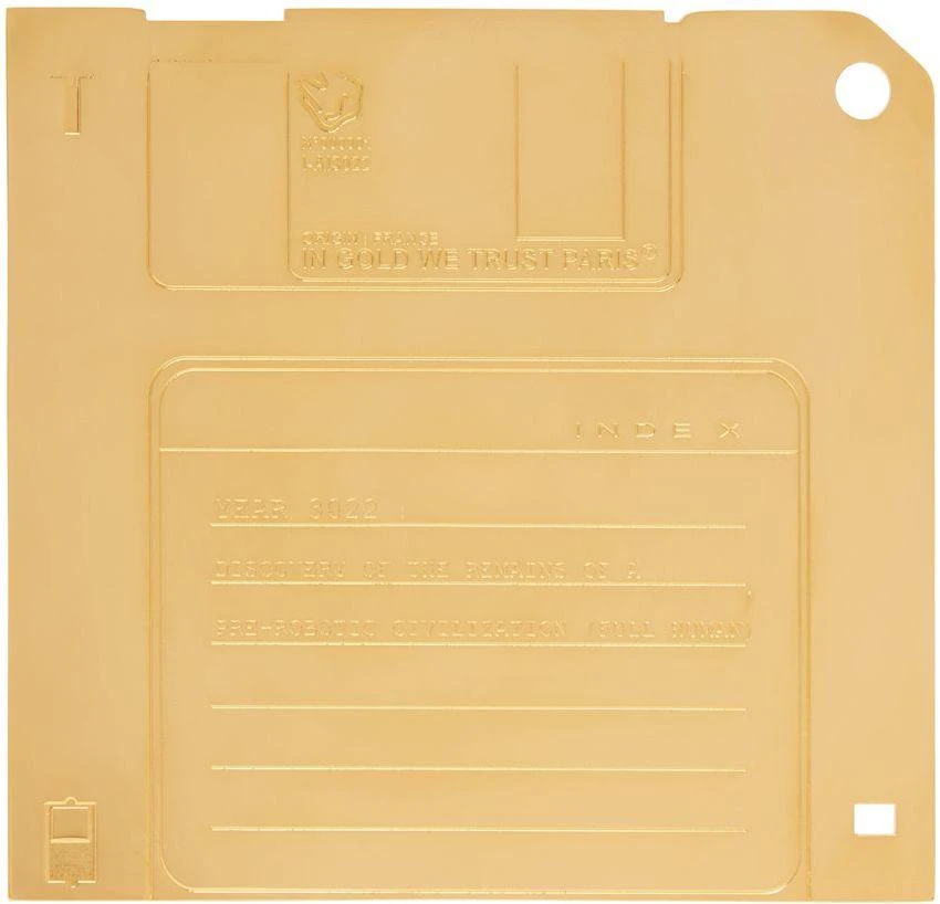 IN GOLD WE TRUST PARIS Gold Diskette Brooch 1