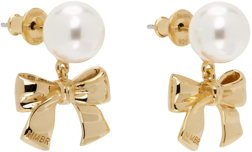 Numbering Gold & White #9118 Earrings 2