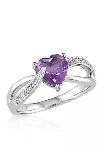 Belk 
Co. Amethyst and Diamond Heart Ring in Sterling Silver