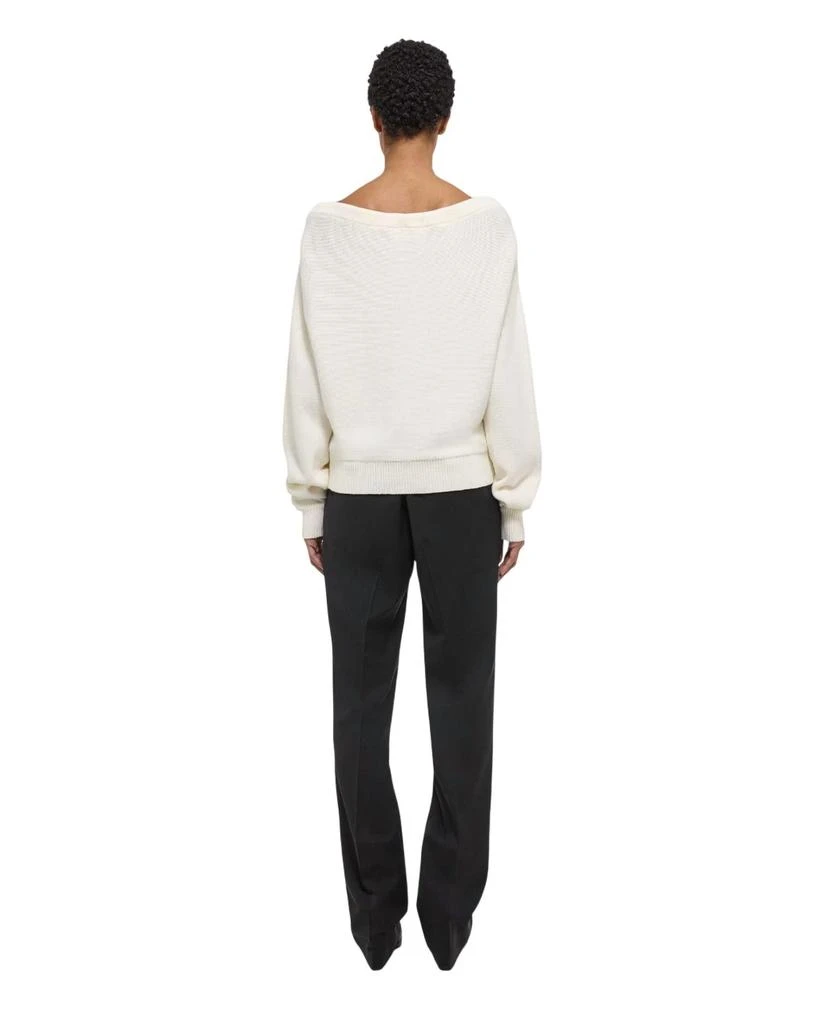 Helmut Lang Ruched Dolman Sweater In White 4