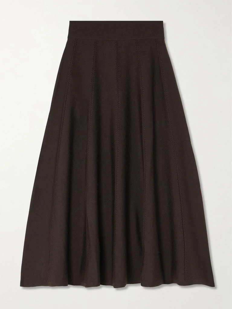 TWP Willow Paneled Ribbed Wool-blend Midi Skirt - Dark brown