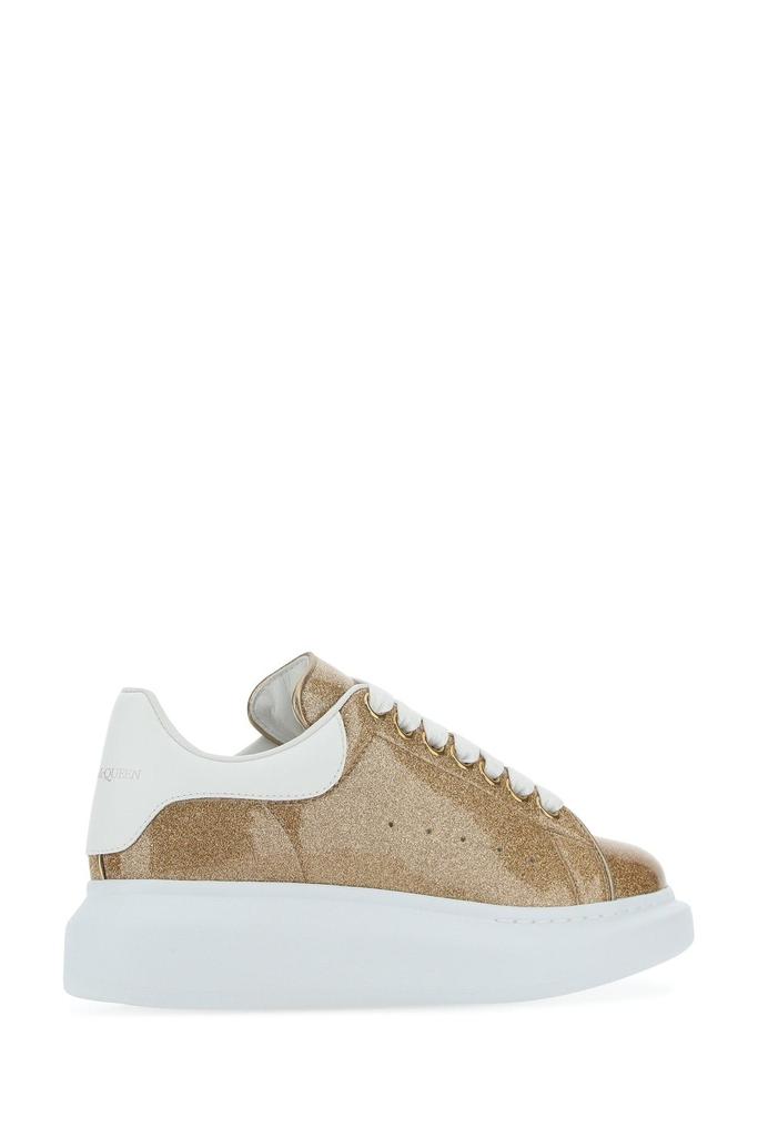 Alexander McQueen Gold glitter sneakers with white leather heel