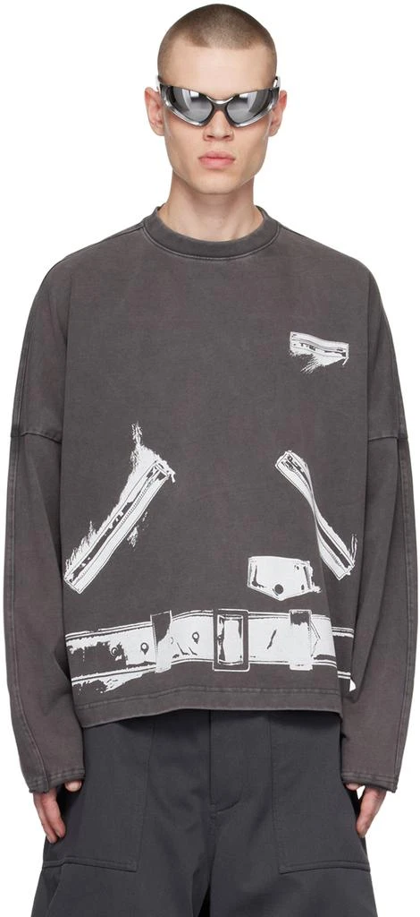 We11done Gray Trompe L'Oeil Long Sleeve T-Shirt 1