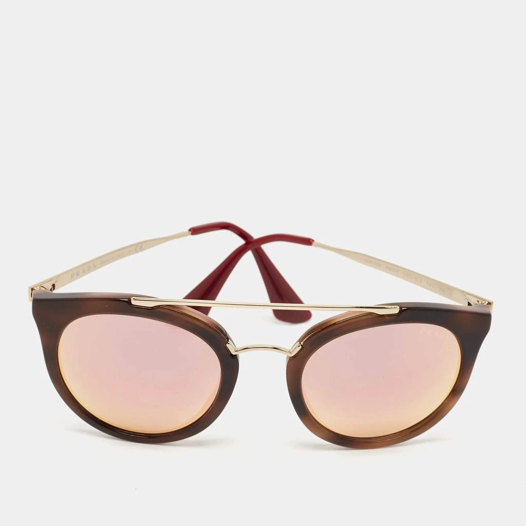 Prada Brown Mirrored SPR23S Frame Round Sunglasses – On Sale  display picture 1