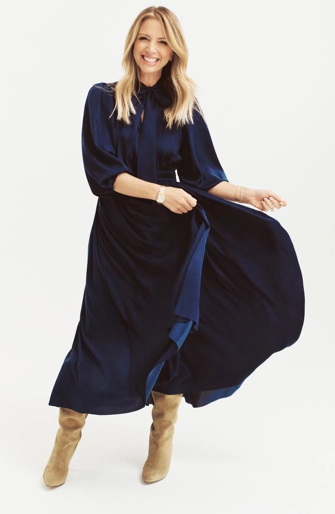 Joe's x Andrea's Lookbook Elle Tie Neck Blouson Sleeve Midi Dress 5