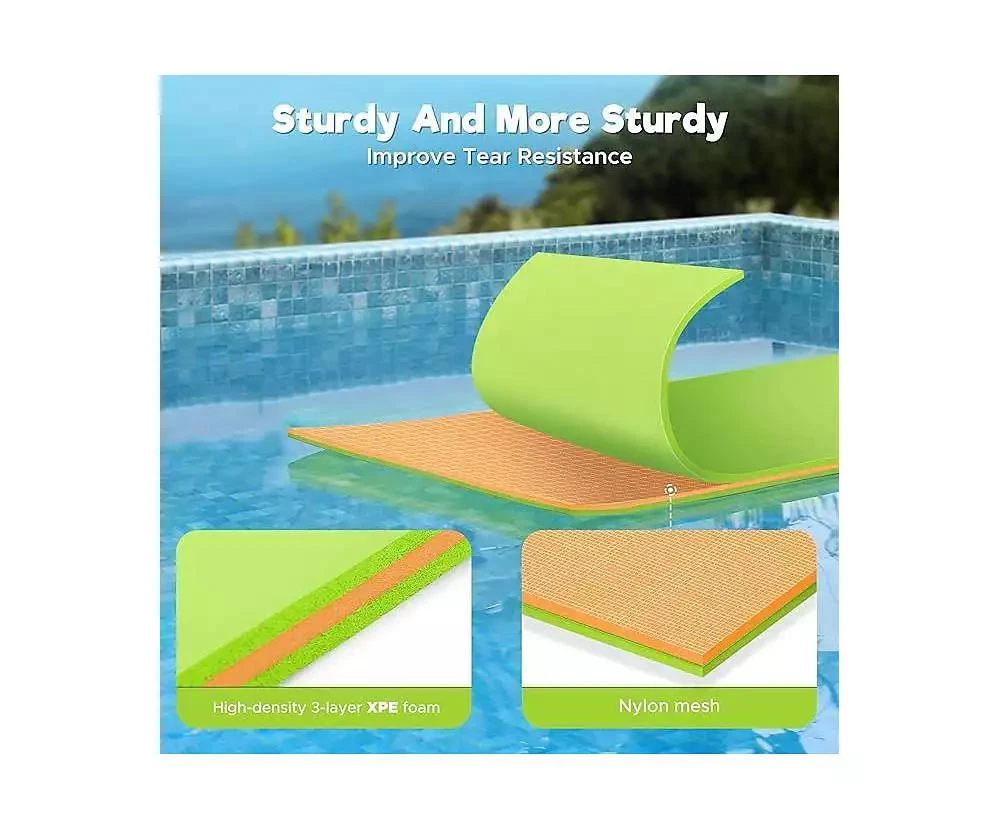 HALLOLURE Green Water Floating Mat Foam Pad, 8x4FT Bouncy Tear-Resistant XPE Foam 2