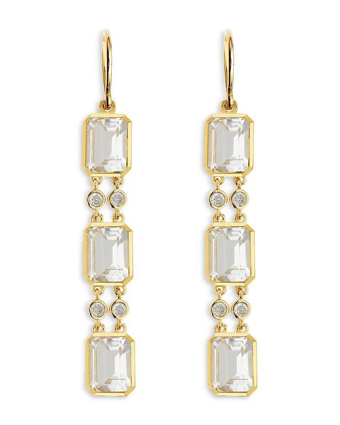 Ileana Makri 18K Yellow Gold Fine Crown White Topaz 
Diamond Drop Earrings