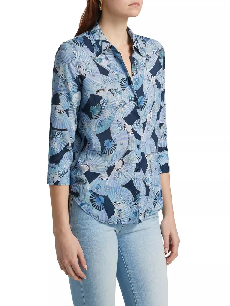 L'Agence Camille Abstract Fan Print Three-Quarter-Length-Sleeve Shirt 4