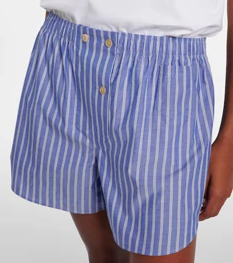 The Row Nicasia striped cotton poplin shorts 4