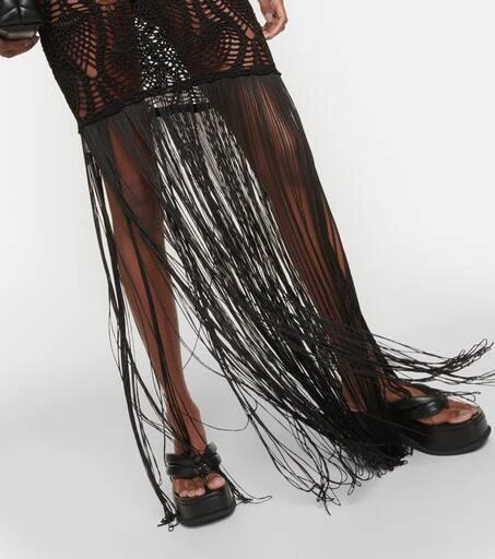 Costarellos Fringed crochet maxi dress 5
