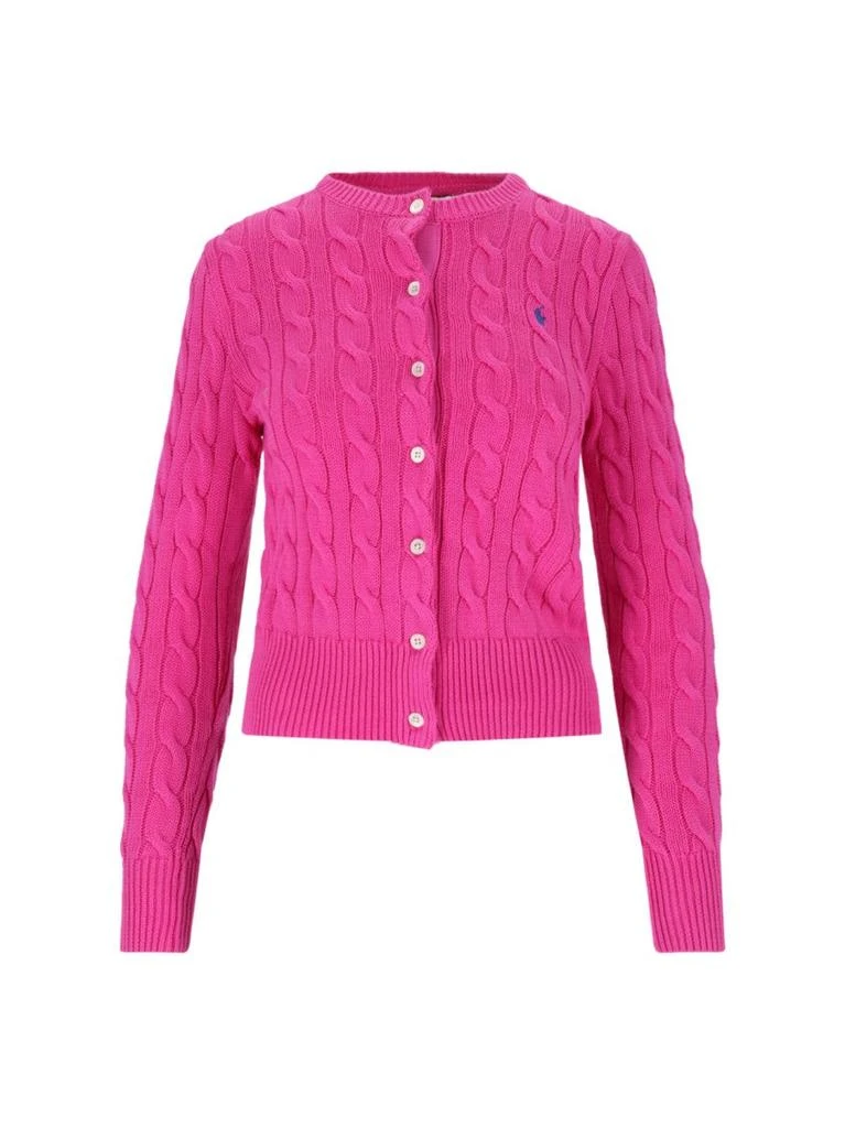 Ralph Lauren Logo Cable Knit Cardigan Pink 1
