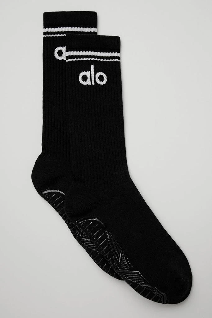 Alo Women's Throwback Barre Sock - Black/White 1