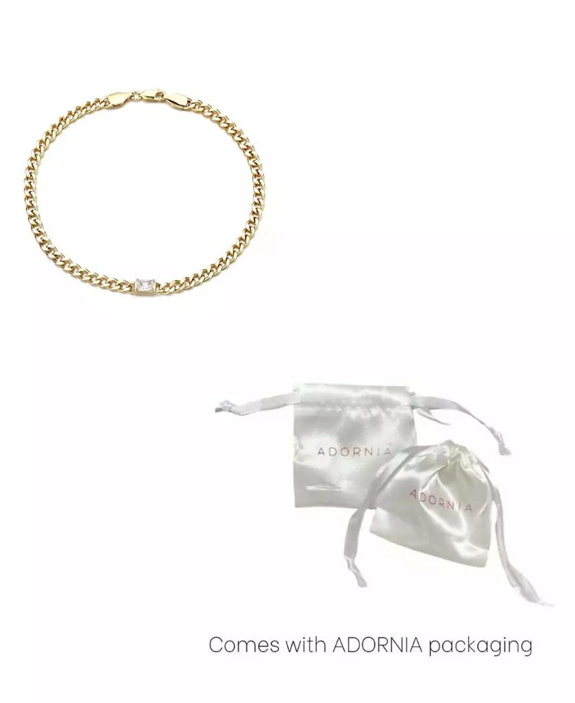 ADORNIA Gold Plated Crystal Curb Chain Anklet 3