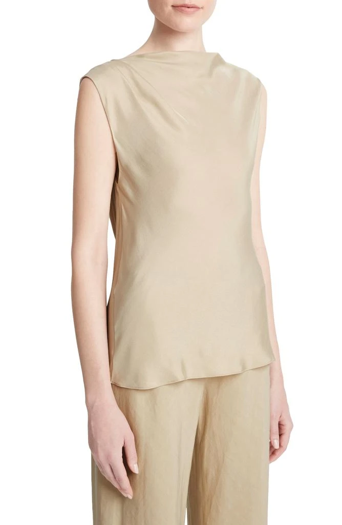 Vince Asymmetric Drape Cap Sleeve Silk Blend Top 3