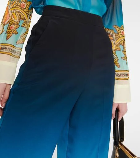 ETRO Ombré printed silk wide-leg pants 4