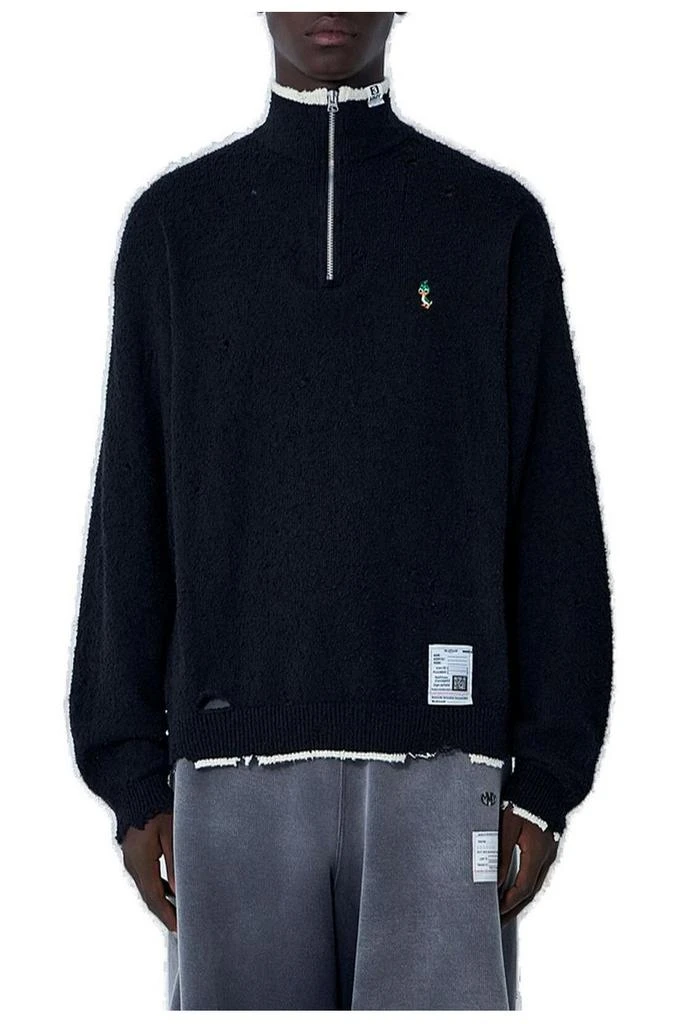 Maison MIHARA YASUHIRO Maison Mihara Yasuhiro Quarter Zip-Up Distressed Jumper 1
