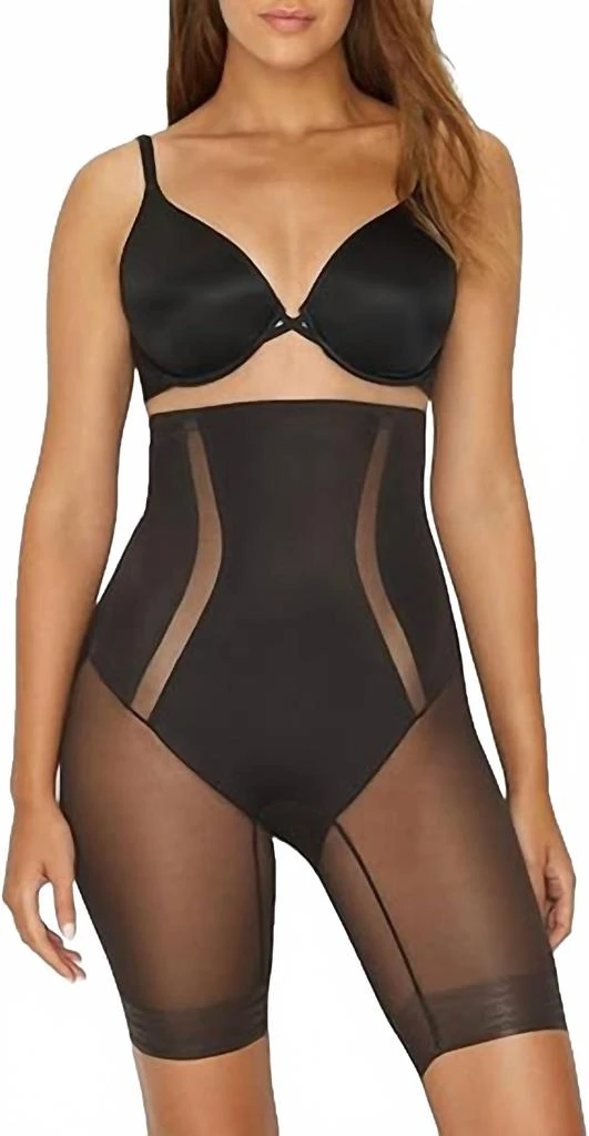 TC Fine Intimates Middle Manager Firm Control High-Waist Thigh Slimmer In Black
