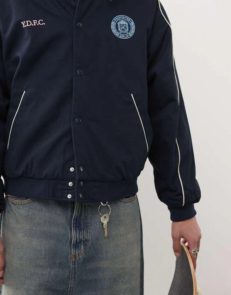 Prohibited Prohibited stadium jacket in dark blue 4