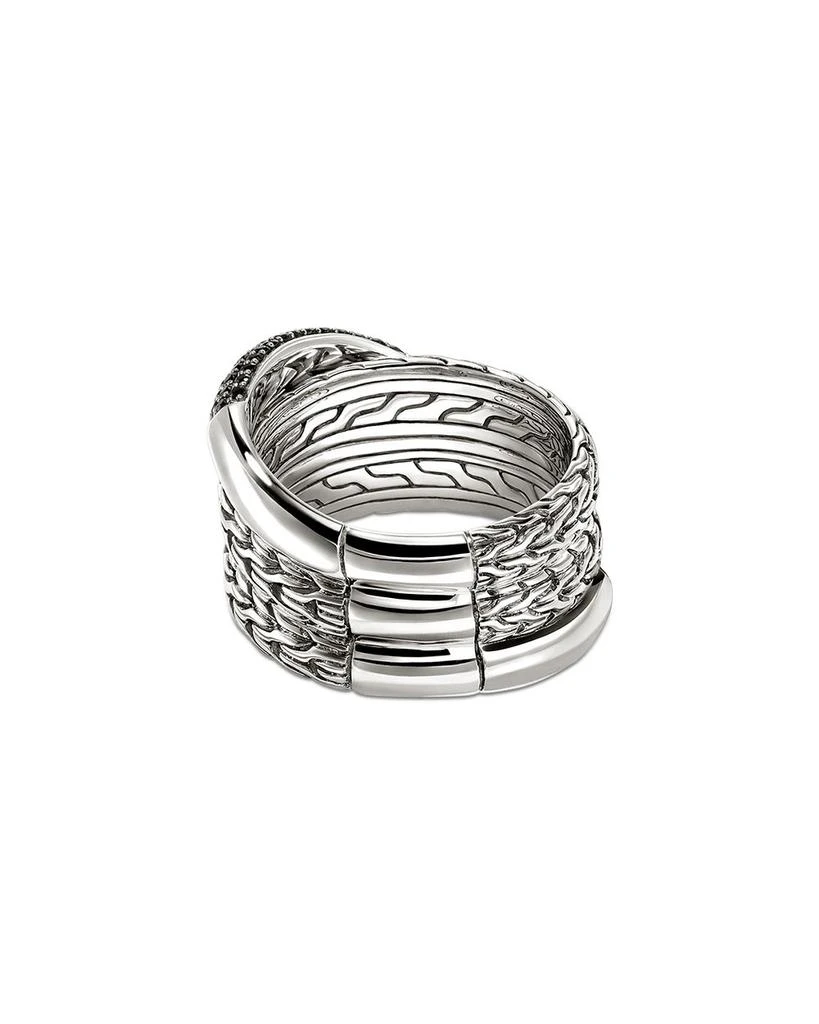 John Hardy JH Essentials Sterling Silver Black Sapphire Pavé Crossover Ring 6